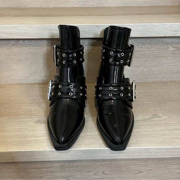 Black Buckle Ankle Boots (Vegan Leather) - Size 9 - Picture 5 of 14